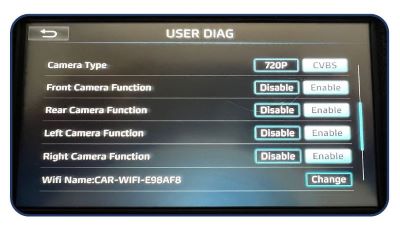 camera activation and selection menu